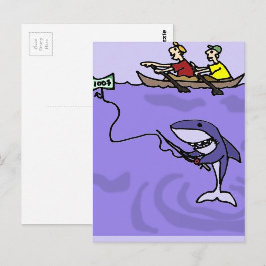Funny Shark Fischen mit Geld Postkarte (Vorne/Hinten)