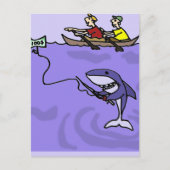 Funny Shark Fischen mit Geld Postkarte (Vorderseite)