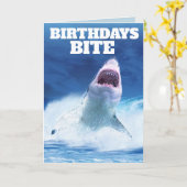 FUNNY SHARK GEBURTSTAGSKARTEN BIRTHDAYS BITE KARTE (Gelbe Blume)