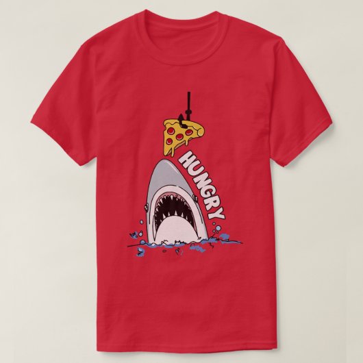 Funny Shark Hungerhai mit Pizza T-Shirt (Design vorne)