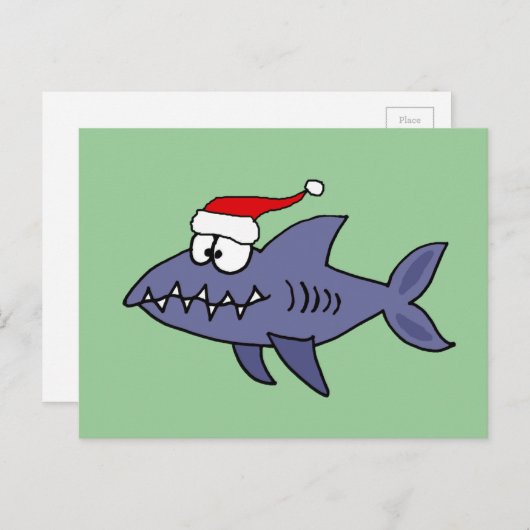 Funny Shark in Weihnachtsmannmütze Weihnachten Kun (Vorne/Hinten)