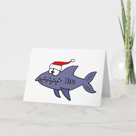 Funny Shark in Weihnachtsmannmütze Weihnachten Kun (Vorderseite)