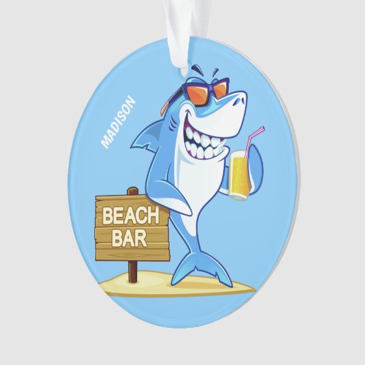 Funny Shark individuelle Name Ornament (Vorderseite)