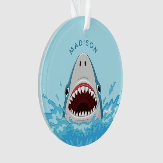 Funny Shark individuelle Name Ornament (Vorderseite)