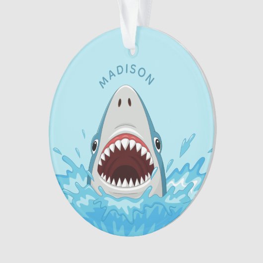 Funny Shark individuelle Name Ornament (Vorderseite)