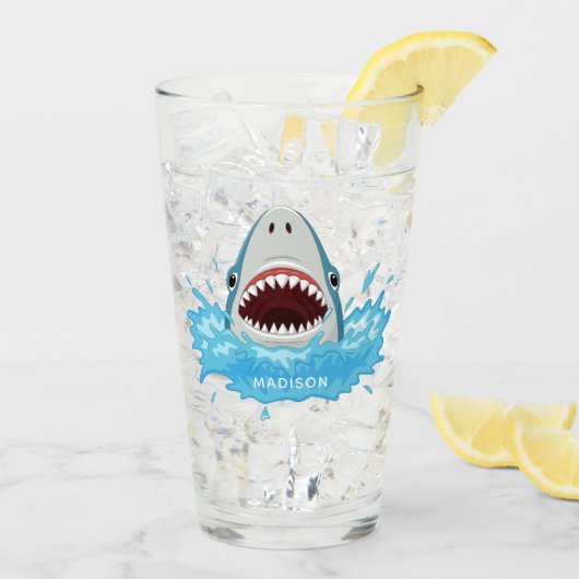 Funny Shark individuelle Name Pint Glas (Rückseite Ice)