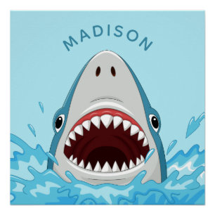 Funny Shark individuelle Name Poster