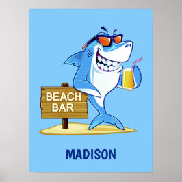 Funny Shark individuelle Name Poster