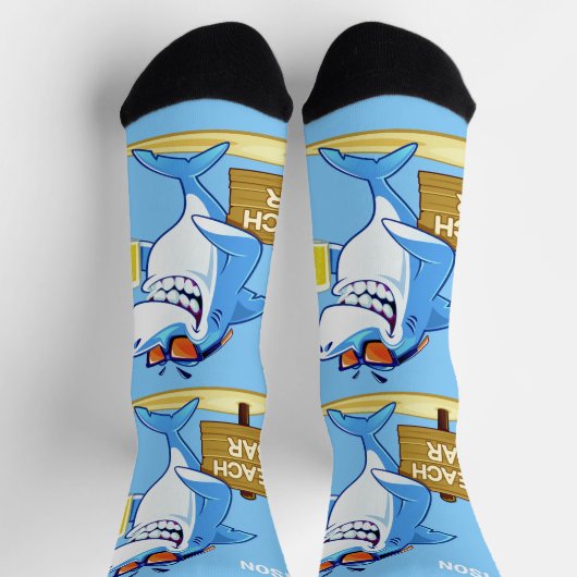 Funny Shark individuelle Name Socken (Oben)