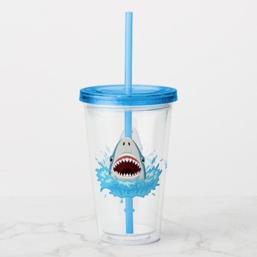 Funny Shark individuelle Name tumbler Acryltrinkbecher (Vorderseite)