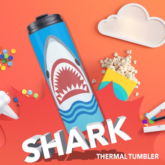 Funny Shark Jaws Cartoon Thermosbecher