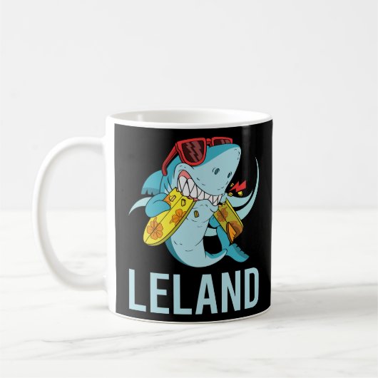 Funny Shark - Leland Name Kaffeetasse (Links)