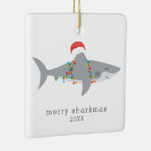Funny Shark Merry Sharkmas Foto Keramikornament (Rechts)