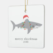 Funny Shark Merry Sharkmas Foto Keramikornament (Links)