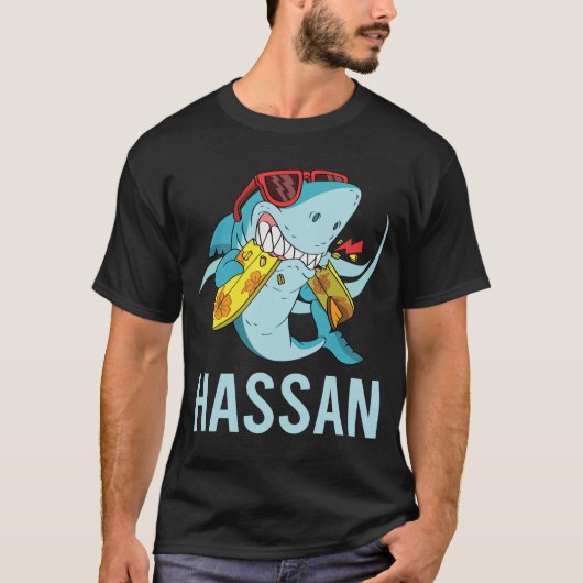 Funny Shark - Name Hassan T-Shirt (Vorderseite)