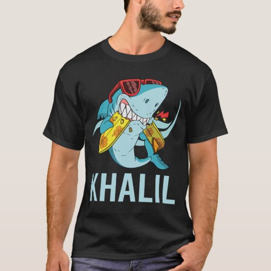 Funny Shark - Name Khalil T-Shirt (Vorderseite)