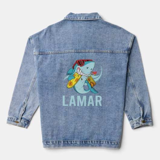 Funny Shark - Name Lamar Jeansjacke (Rückseite)