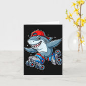 Funny Shark On Roller Skates Cute Cool Skater Anim Karte (Gelbe Blume)