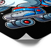 Funny Shark On Roller Skates Cute Cool Skater Anim Poster (Ecke)
