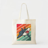 Funny Shark Retro Sunset Vacation Tote Beutel Tragetasche (Vorne)
