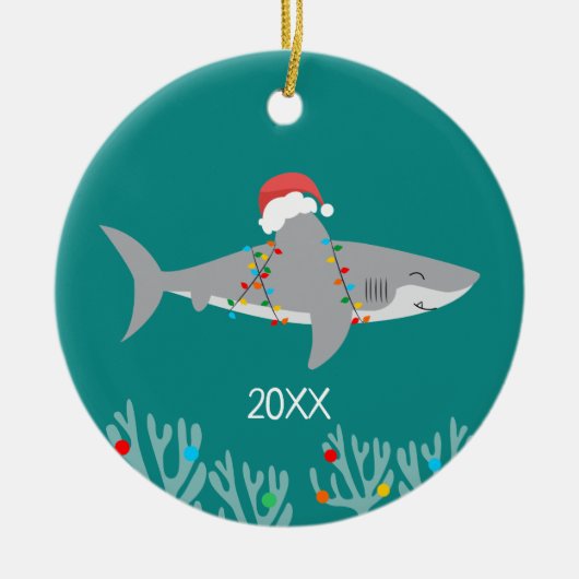 Funny Shark Round Christmas Ornament (Vorne)