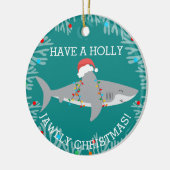 Funny Shark Round Ornament mit Namen (Links)