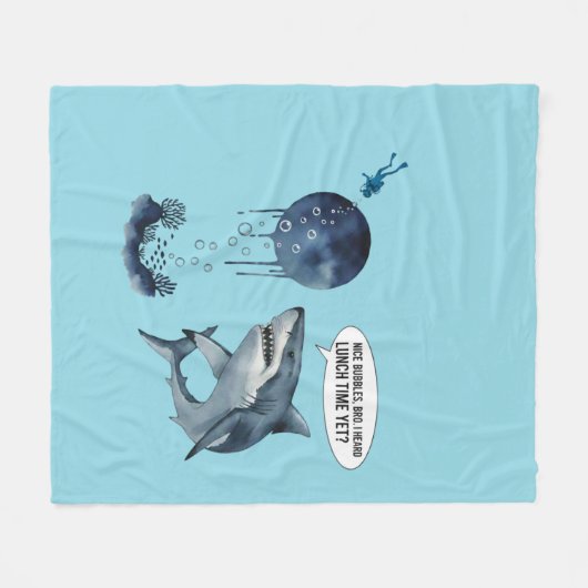 Funny shark scuba diver cozy fleecedecke (Vorderseite (Horizontal))
