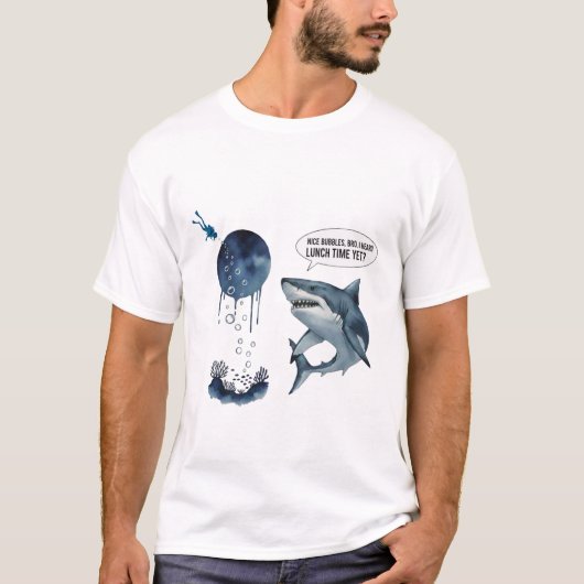 Funny shark scuba diver lunch time ? t-shirt (Vorderseite)