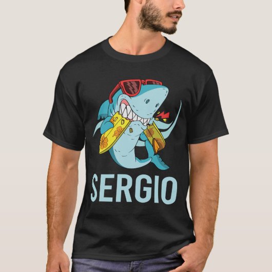 Funny Shark - Sergio Name T-Shirt (Vorderseite)