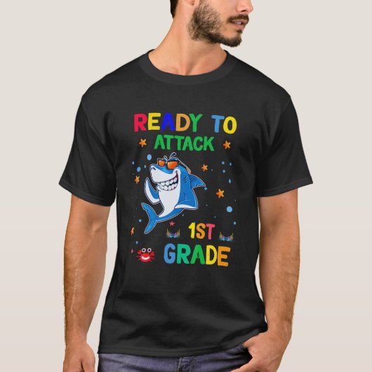 Funny Shark Student bereit, den 1. T-Shirt (Vorderseite)