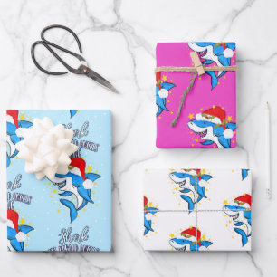 Funny Shark the Herald Angel Christmas Geschenkpapier Set