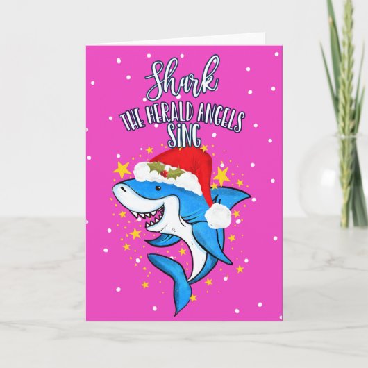 Funny Shark the Herald Angel Christmas Karte (Vorderseite)