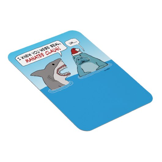 Funny Shark und Manatee Claus Weihnachten Magnet (Rechte Seite)