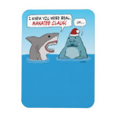 Funny Shark und Manatee Claus Weihnachten Magnet (Vertikal)