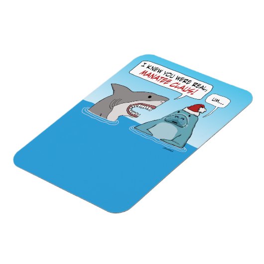 Funny Shark und Manatee Claus Weihnachten Magnet (Linke Seite)