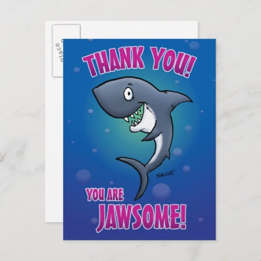 Funny Shark Vielen Dank Postcard Postkarte (Vorne/Hinten)