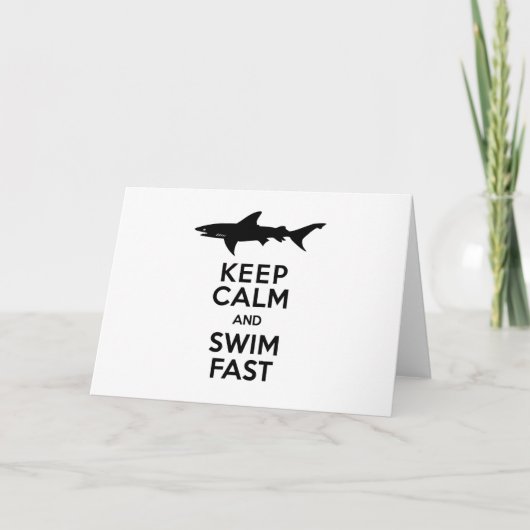 Funny Shark Warning - Behalten Ruhe und Swim Fast Karte (Vorderseite)
