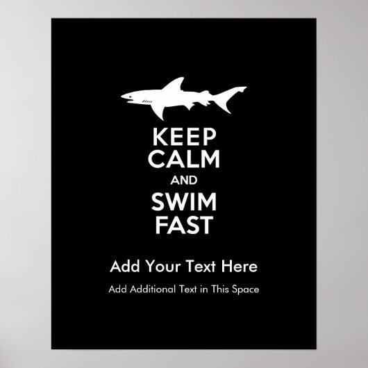 Funny Shark Warning - Behalten Ruhe und Swim Fast Poster (Vorne)