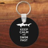 Funny Shark Warning - Behalten Ruhe und Swim Fast Schlüsselanhänger (Vorderseite)