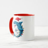 Funny Shark Wearing Santa Christmas Hat Tasse (Vorderseite Links)