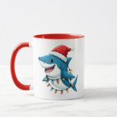 Funny Shark Wearing Santa Christmas Hat  Tasse (Links)