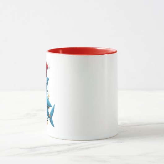 Funny Shark Wearing Santa Christmas Hat Tasse (Zentrum)
