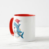 Funny Shark Wearing Santa Christmas Hat  Tasse (Vorderseite Links)