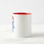 Funny Shark Wearing Santa Christmas Hat  Zweifarbige Tasse (Mittel)