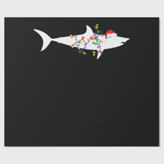 Funny Shark Weihnachtslicht Weihnachtsmannmütze Xm Geschenkpapier (Flach)