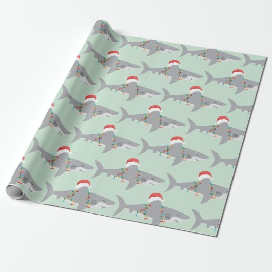 Funny Shark Weihnachtswrapping Paper Geschenkpapier (Ungerollt)