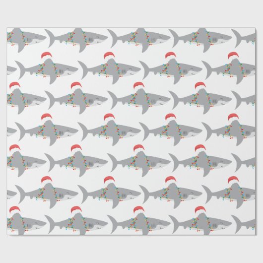 Funny Shark Weihnachtswrapping Paper Geschenkpapier (Flach)