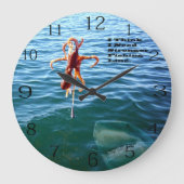 Funny Shark Will Octopus, Große Wanduhr (Vorderseite)
