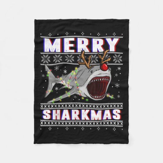 Funny Sharkmas Hai Ugly Weihnachtssüßer Fleecedecke (Vorderseite)