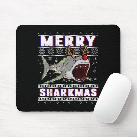 Funny Sharkmas Hai Ugly Weihnachtssüßer Mousepad (Mit Mouse)